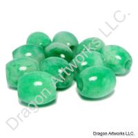 Green Carved Jade Barrel Beads